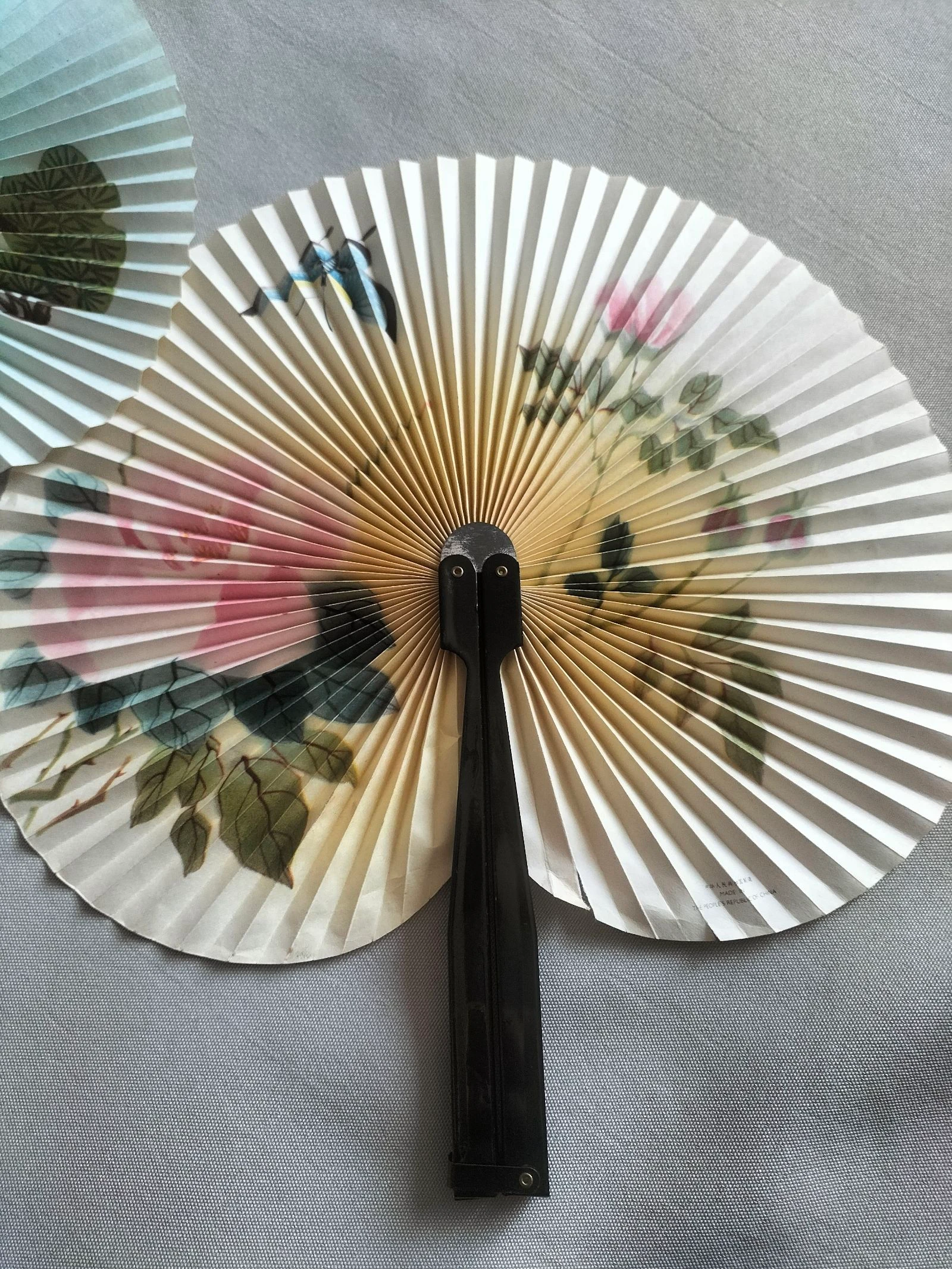 Lote de 2 Abanicos Chinos de Papel | Buen estado | Motivos Florales y Aves – photo 2